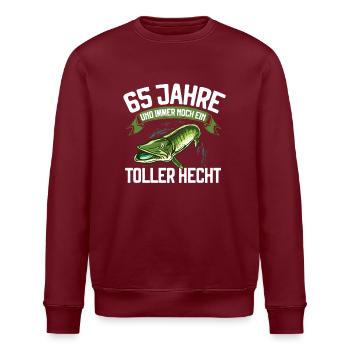 65 Jahre und immer noch ein toller Hecht Angler - Stanley/Stella Unisex Bio-Sweatshirt ROLLER - Burgunderrot - Vorne - Nik (191cm)