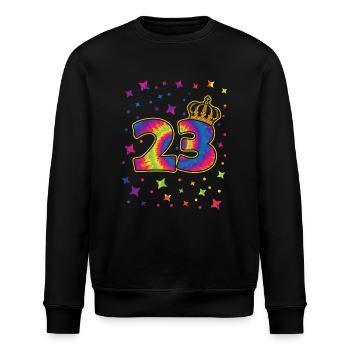 Tie-dye 23rd Birthday Party 23 Years Old Celebrant - Stanley/Stella ROLLER Unisex Organic Sweatshirt - black - Front - Nik (191cm)