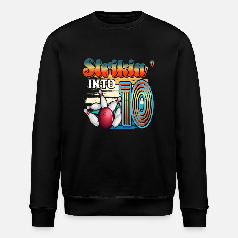 Strikin' Into 10 Bowling Bowler Celebration til 10 års jubilæet for Bowling Bowlers 10 års jubilæum - Stanley/Stella økologisk unisex-sweatshirt ROLLER - sort