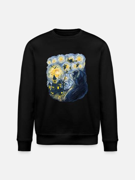 Spooky Evening With Pumpkins Ghosts - Stanley/Stella ROLLER Unisex Organic Sweatshirt - black
