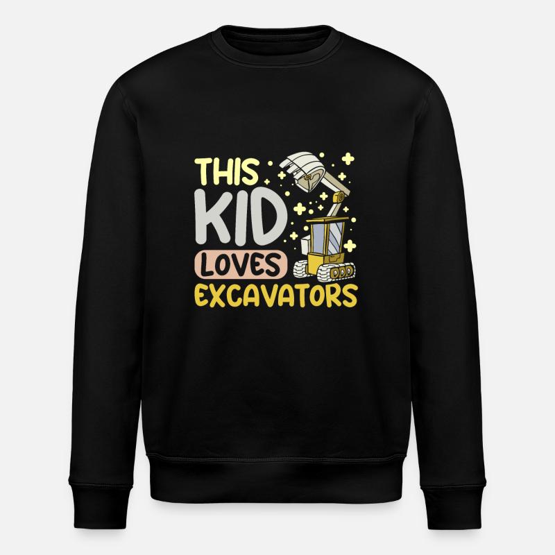 This kid loves excavators - Stanley/Stella Unisex Bio-Sweatshirt ROLLER - Schwarz