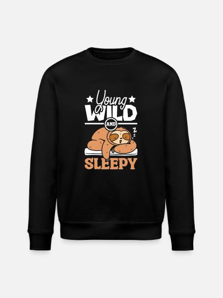 Young wild and sleepy sloth - Stanley/Stella ROLLER Unisex Organic Sweatshirt - black