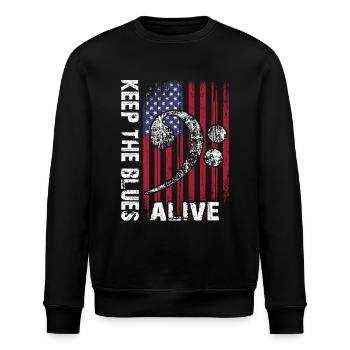 Der Blues lebt vintage Bluesdesign - Stanley/Stella Unisex Bio-Sweatshirt ROLLER - Schwarz - Vorne - Nik (191cm)