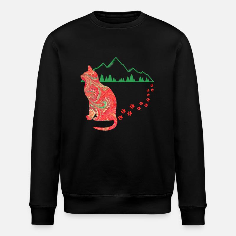 katze mit spuren e 91 - Stanley/Stella Unisex Bio-Sweatshirt ROLLER - Schwarz