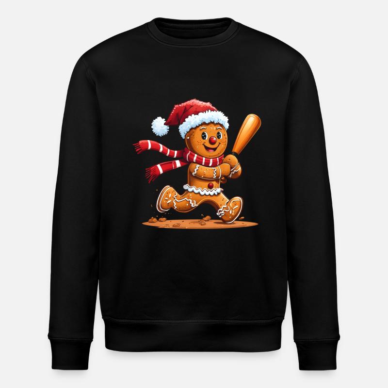 Lustiges Lebkuchenmann Weihnachtsdesign – Baseball - Stanley/Stella Unisex Bio-Sweatshirt ROLLER - Schwarz