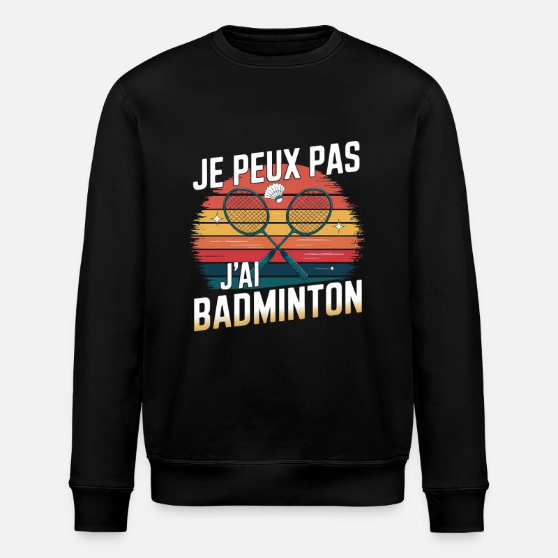 Passion Badminton - Look Années 80 - Sweat bio ROLLER Stanley/Stella Unisexe - noir