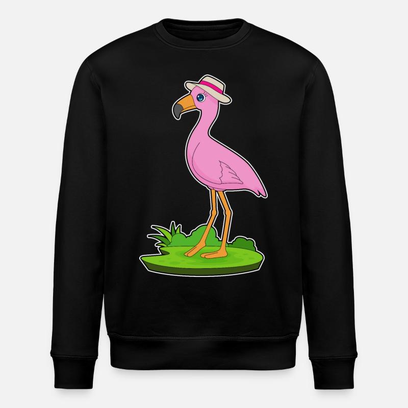 Flamingo Hat - Stanley/Stella ROLLER Unisex Organic Sweatshirt - black