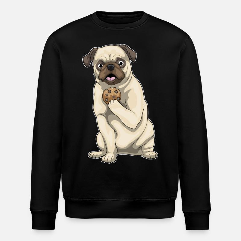 Pug Biscuit - Stanley/Stella ROLLER Unisex Organic Sweatshirt - black