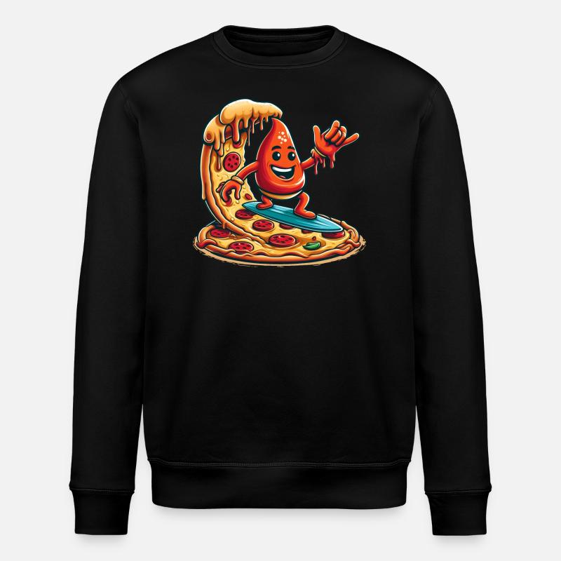 Sauce à Pizza Surfer Drôle - Sweat bio ROLLER Stanley/Stella Unisexe - noir