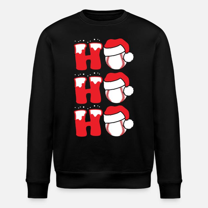 Baseball Christmas Santa - Stanley/Stella ROLLER Unisex Organic Sweatshirt - black