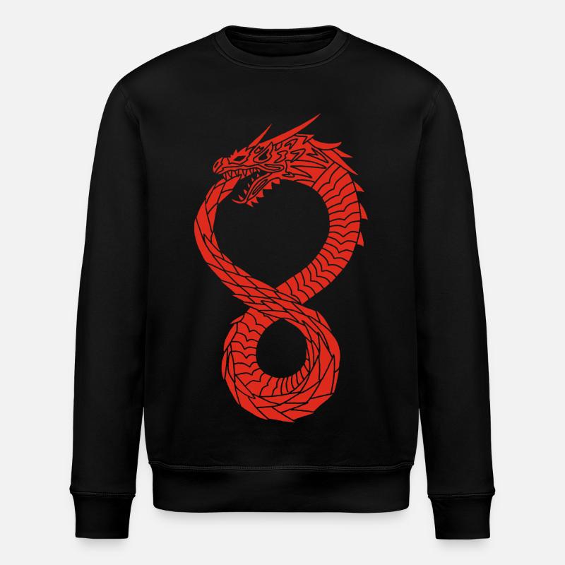 Red Infinite Dragon - Stanley/Stella ROLLER Unisex Organic Sweatshirt - black