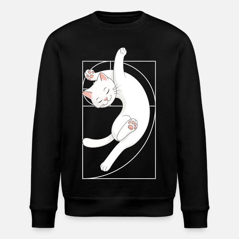 Fibonacci Spiral Cat - Stanley/Stella ROLLER Unisex Organic Sweatshirt - black