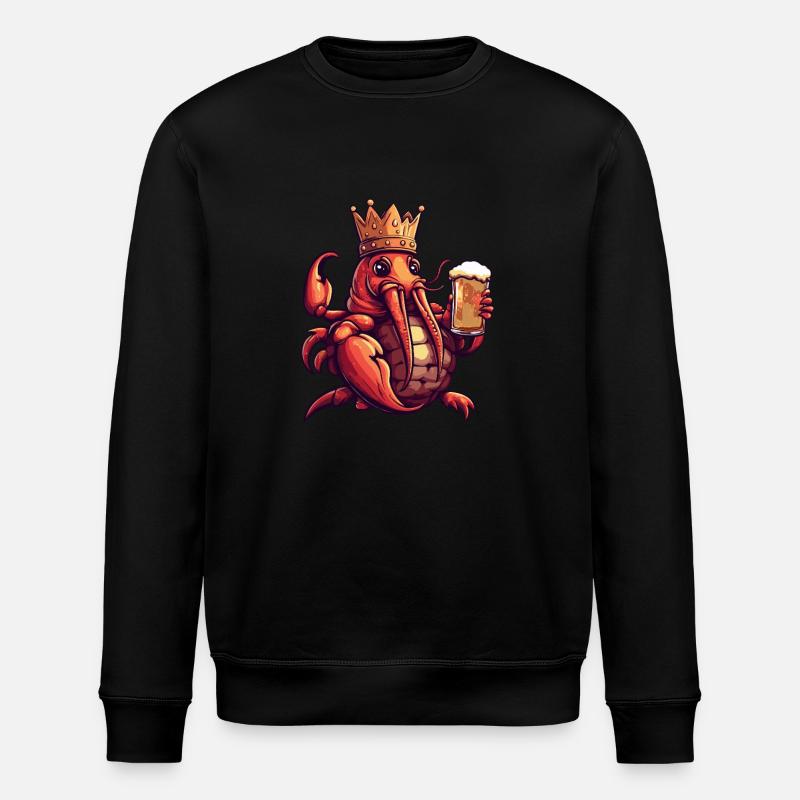 Lobster Crab Beer Funny - Stanley/Stella ROLLER Unisex Organic Sweatshirt - black