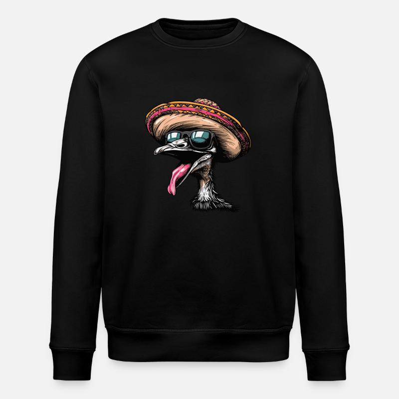 Strauß Comic Lustig Sombrero - Stanley/Stella Unisex Bio-Sweatshirt ROLLER - Schwarz
