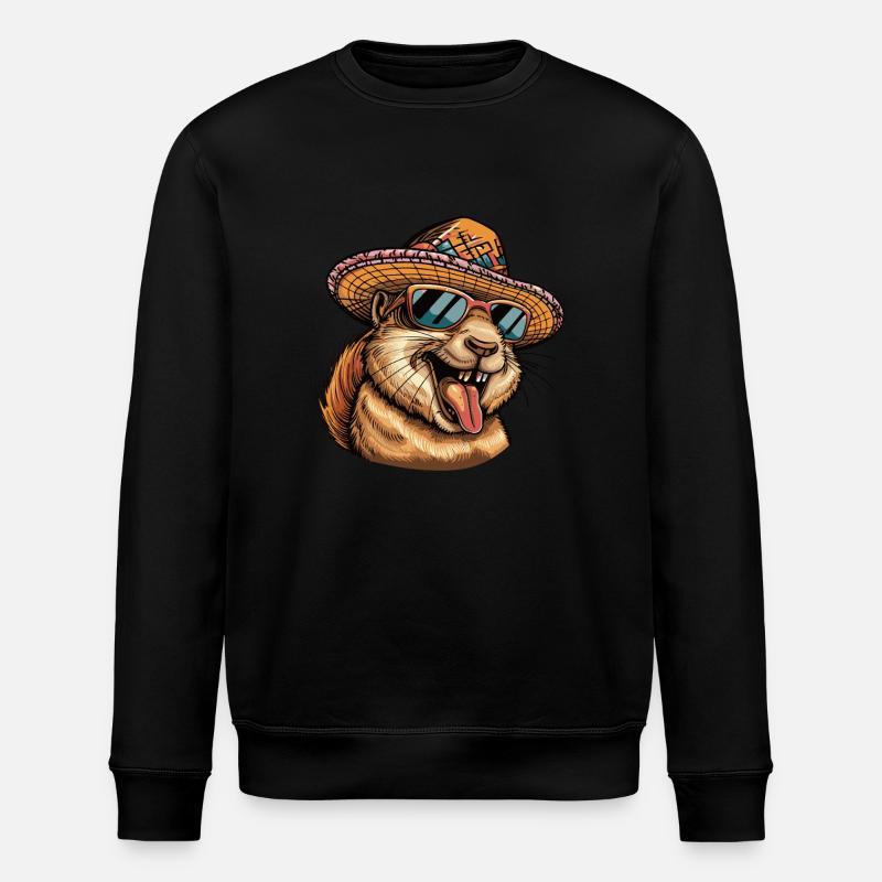 Squirrel Comic Funny Sombrero - Stanley/Stella ROLLER Unisex Organic Sweatshirt - black