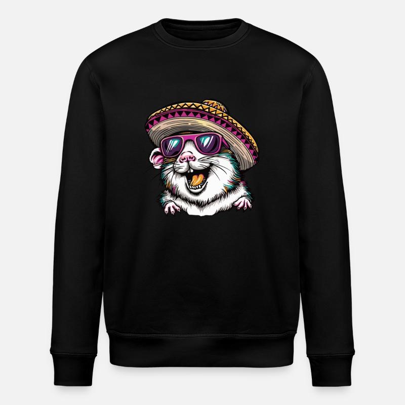 Hamster Lustig Sombrero - Stanley/Stella Unisex Bio-Sweatshirt ROLLER - Schwarz