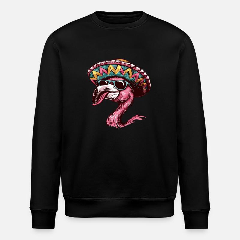 Flamingo Comic Lustig Sombrero - Stanley/Stella Unisex Bio-Sweatshirt ROLLER - Schwarz