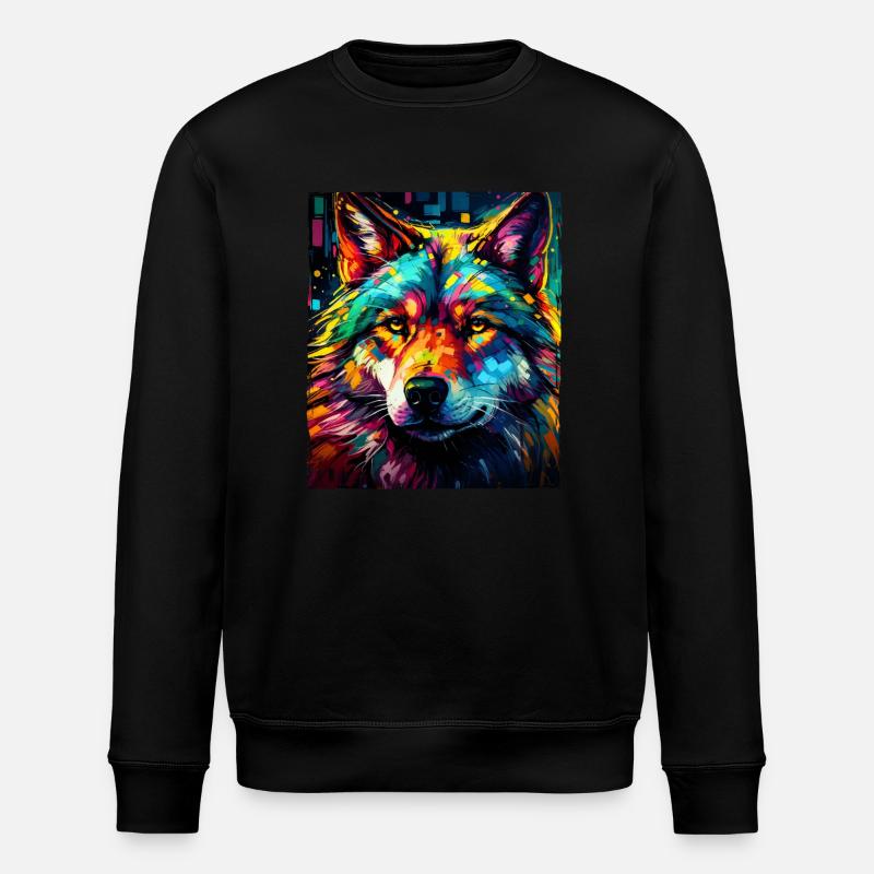 Wolf Porträt - Stanley/Stella Unisex Bio-Sweatshirt ROLLER - Schwarz
