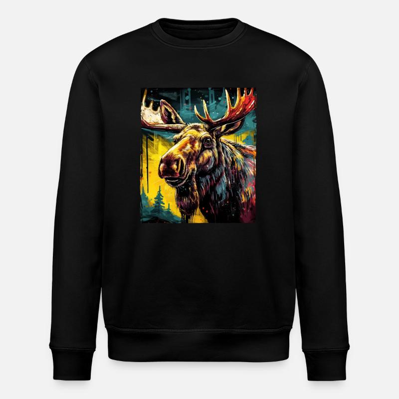 Portrait d’orignal - Sweat bio ROLLER Stanley/Stella Unisexe - noir