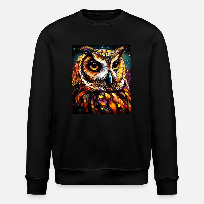 Owl Portrait - Stanley/Stella ROLLER Unisex Organic Sweatshirt - black