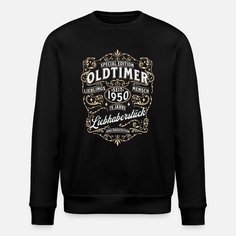 Geschenk zum 75. Geburtstag: Oldtimer 1950 T-Shirt - Stanley/Stella Unisex Bio-Sweatshirt ROLLER - Schwarz