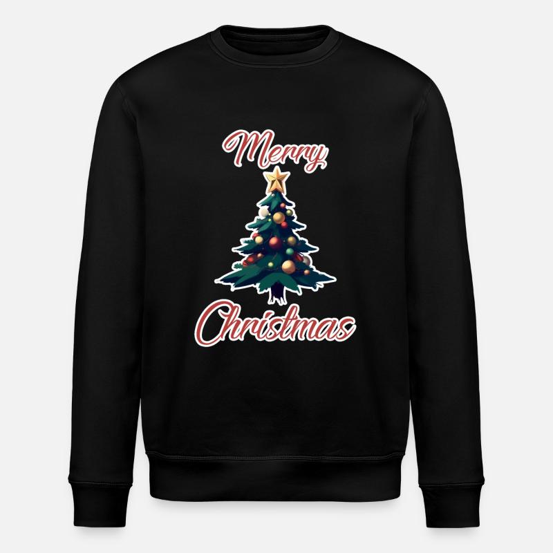 Christmas Tree (Stroke) - Stanley/Stella ROLLER Unisex Organic Sweatshirt - black