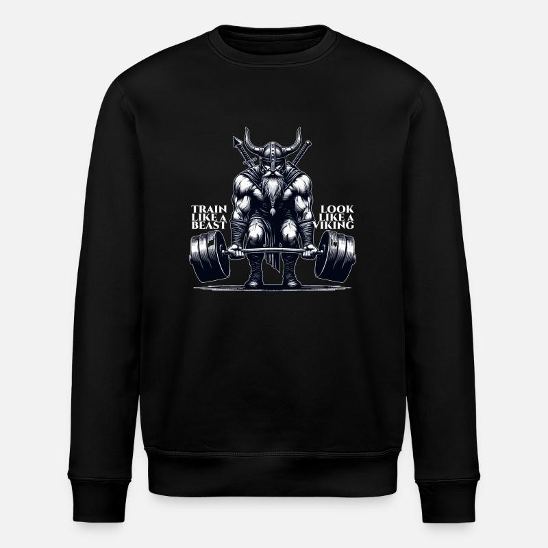 Wikinger Kreuzheben Geschenk - Stanley/Stella Unisex Bio-Sweatshirt ROLLER - Schwarz