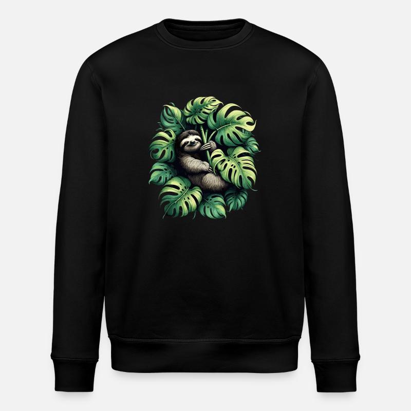 Monstera deliciosa sloth gift - Stanley/Stella ROLLER Unisex Organic Sweatshirt - black