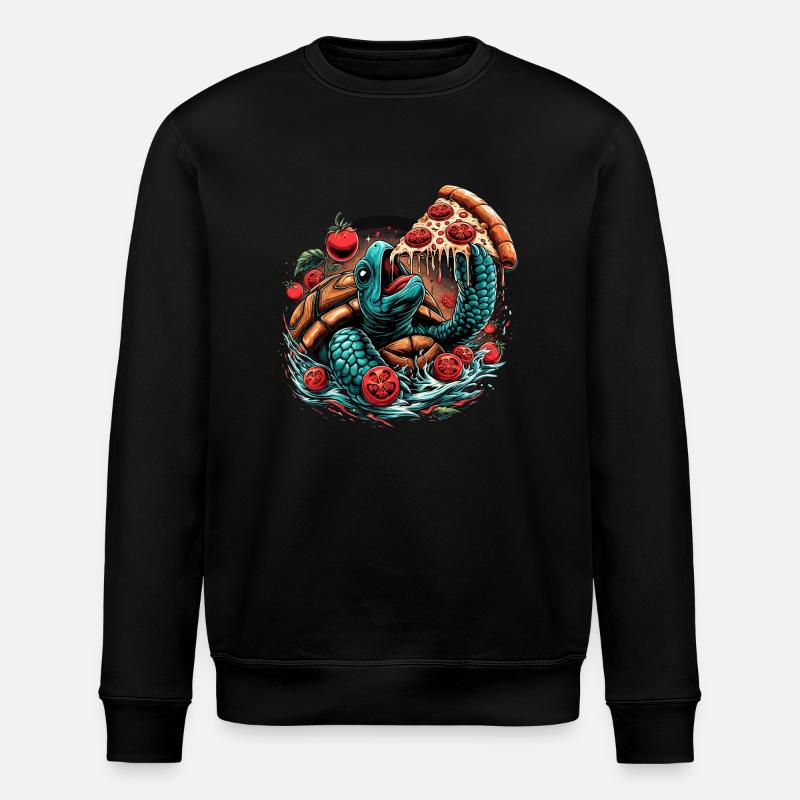 Turtle Pizza Tomato Design - Stanley/Stella ROLLER Unisex Organic Sweatshirt - black