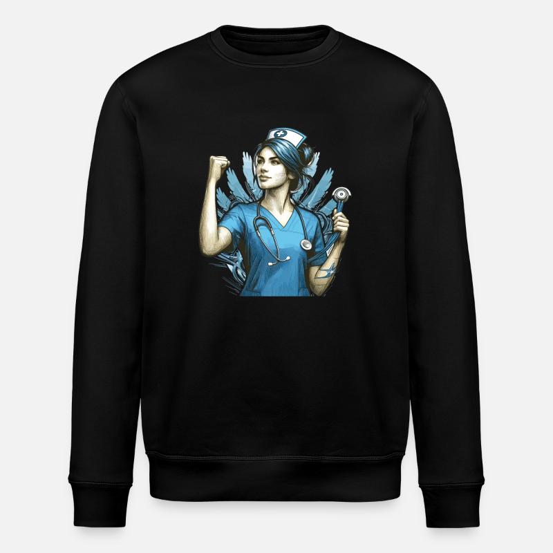 Krankenschwester Siegespose Geschenk - Stanley/Stella Unisex Bio-Sweatshirt ROLLER - Schwarz