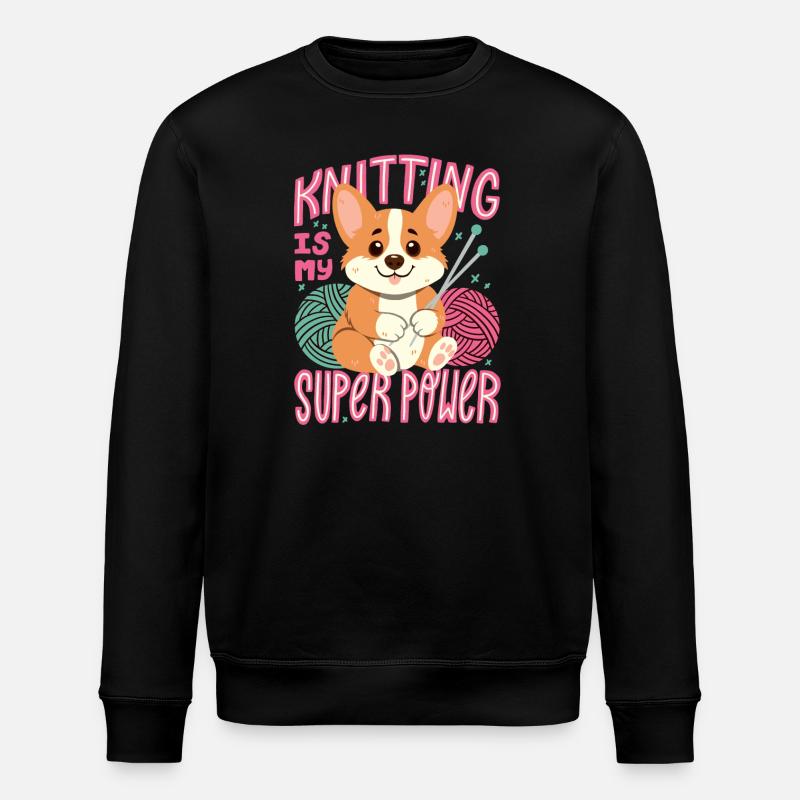 Stricken ist meine Superkraft - Stanley/Stella Unisex Bio-Sweatshirt ROLLER - Schwarz