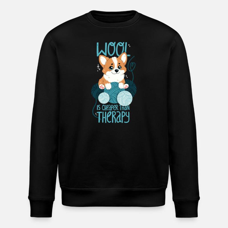 Wool is cheaper than therapy - Stanley/Stella ROLLER Unisex Organic Sweatshirt - black