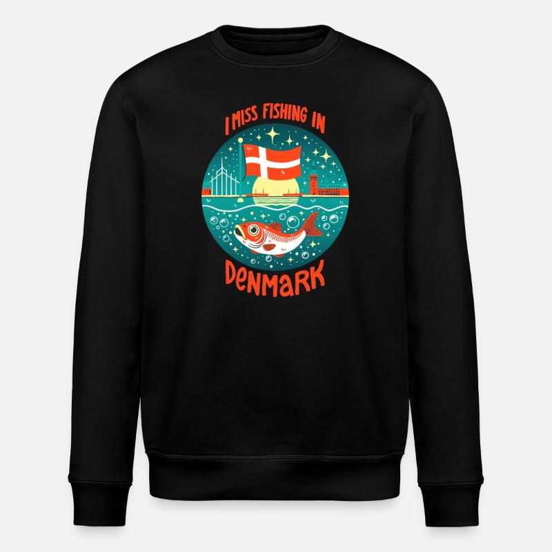 Fishing in Denmark - Stanley/Stella ROLLER Unisex Organic Sweatshirt - black