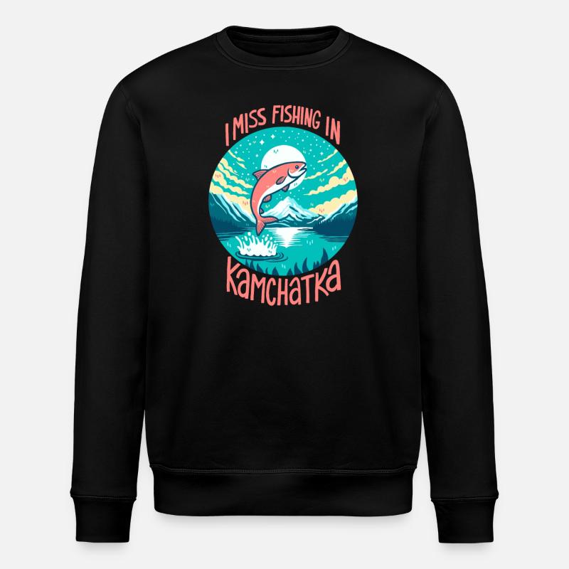 Fishing in Kamchatka - Stanley/Stella ROLLER Unisex Organic Sweatshirt - black