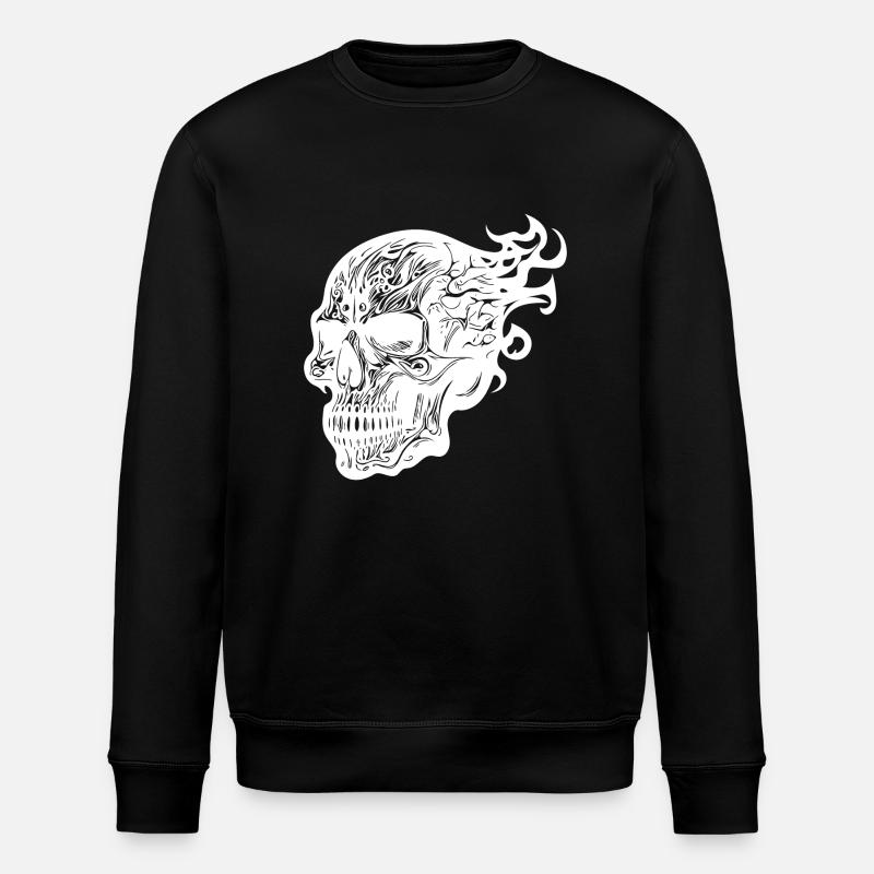 Burning Tattoo Fire Skull - Stanley/Stella ROLLER Unisex Organic Sweatshirt - black