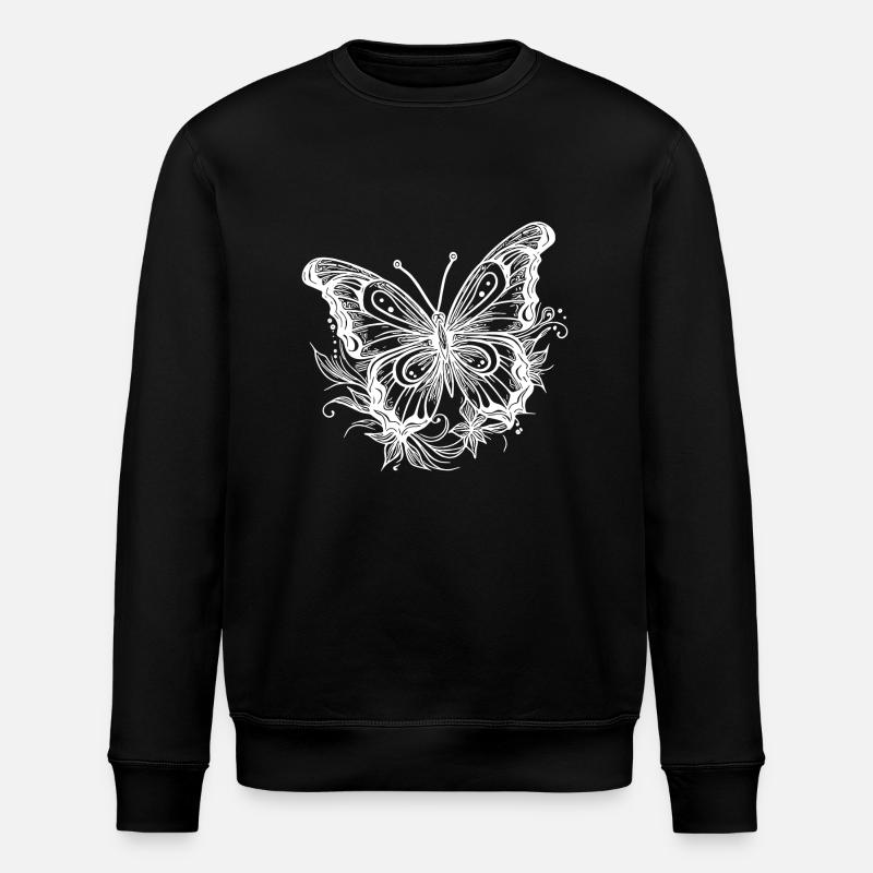 Style Tatouage de fleur Papillon - Sweat bio ROLLER Stanley/Stella Unisexe - noir