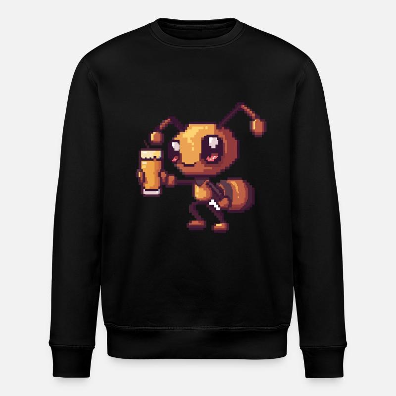 Ant Pixel Beer - Stanley/Stella ROLLER Unisex Organic Sweatshirt - black