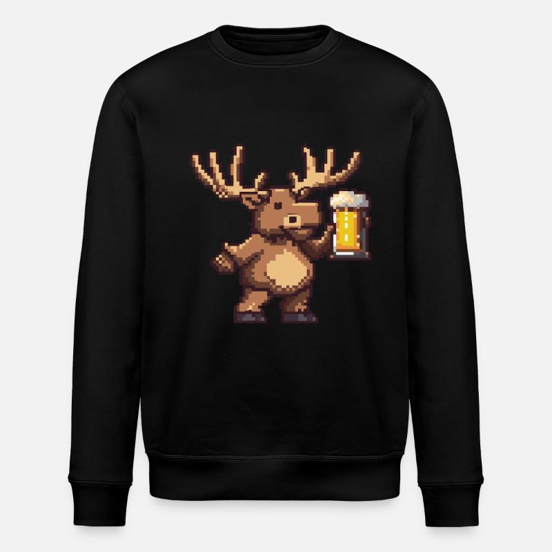 Moose Pixel Beer - Stanley/Stella ROLLER Unisex Organic Sweatshirt - black
