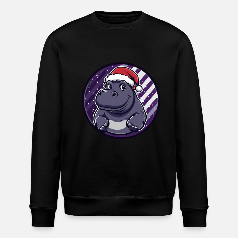 Hippopotamus Christmas X-Mas - Stanley/Stella ROLLER Unisex Organic Sweatshirt - black