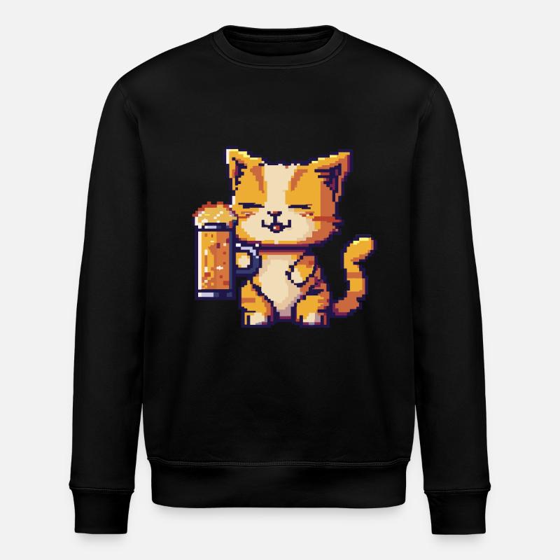 Bière Cat Pixel - Sweat bio ROLLER Stanley/Stella Unisexe - noir