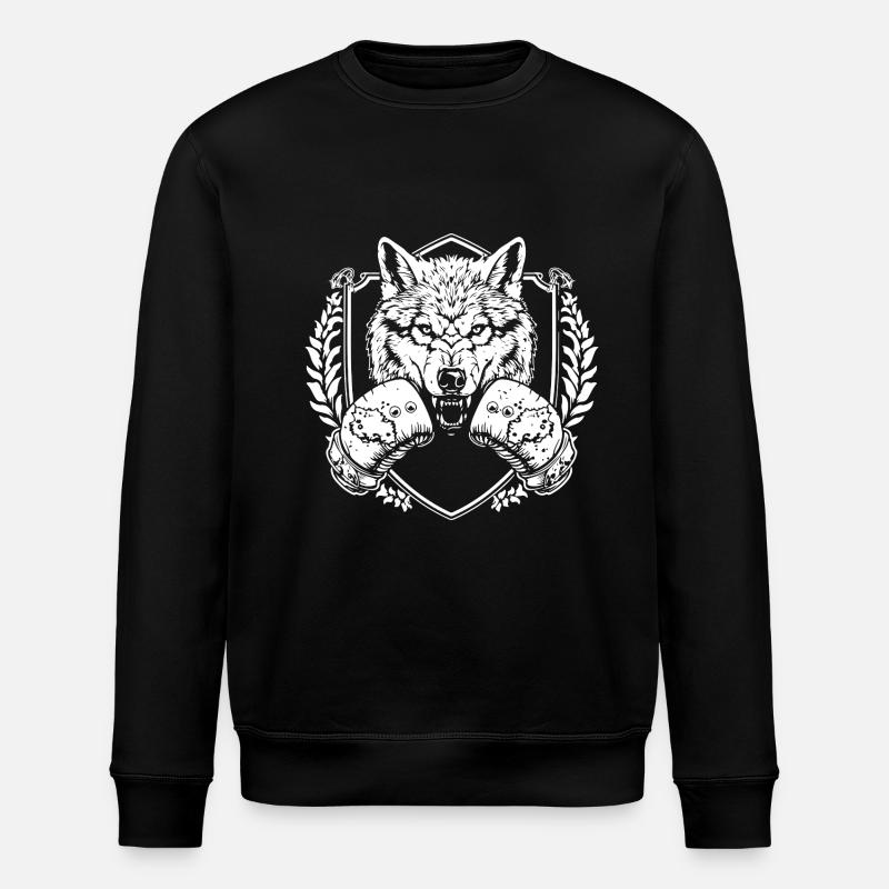 Wolf Boxer Fighter - Stanley/Stella Unisex Bio-Sweatshirt ROLLER - Schwarz