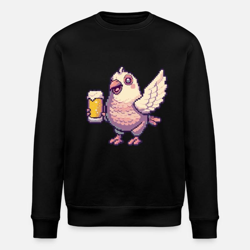 Dove Bird Pixel Beer - Stanley/Stella ROLLER Unisex Organic Sweatshirt - black