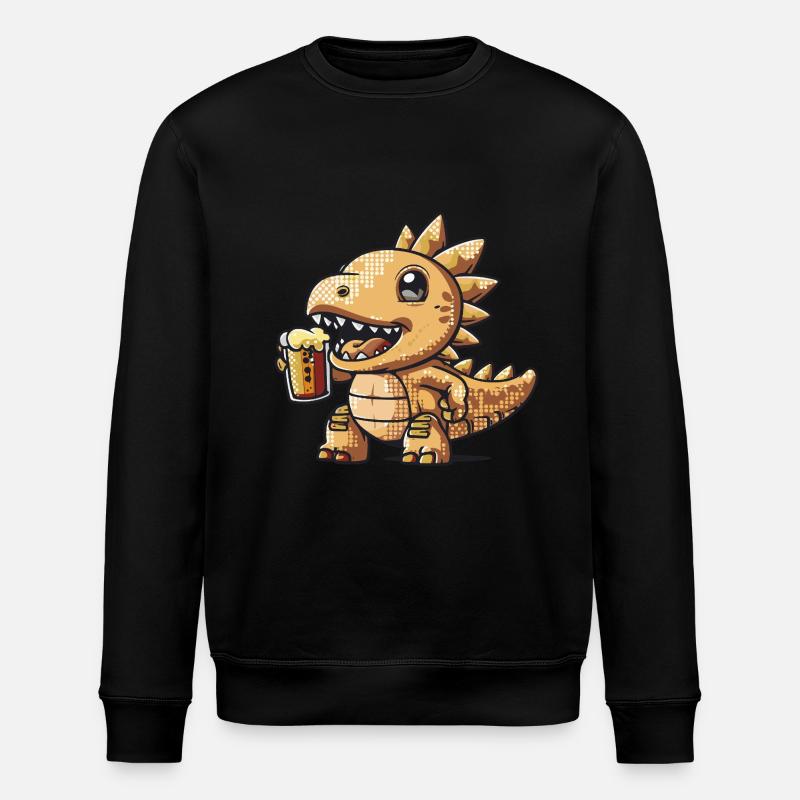 Dinosaur stegosaurus pixel beer - Stanley/Stella ROLLER Unisex Organic Sweatshirt - black