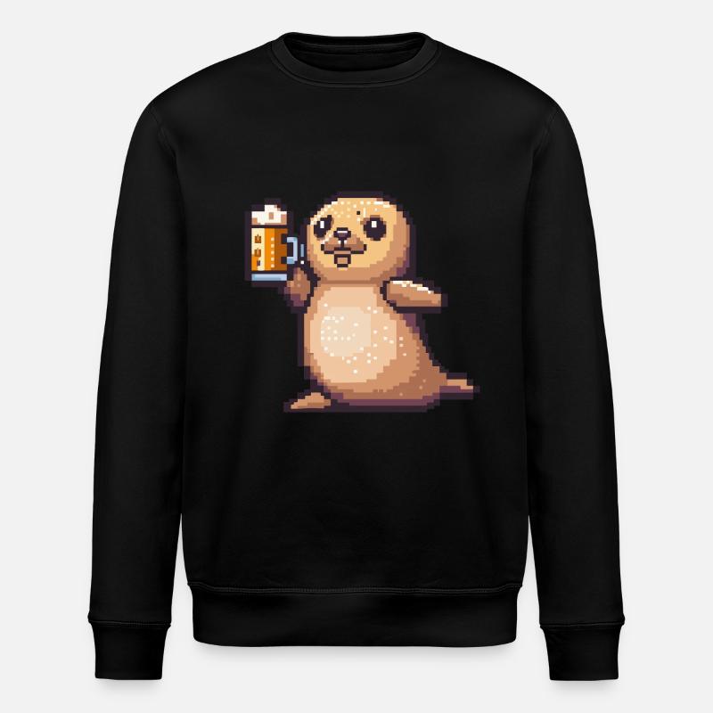 Robbe Tier Pixel Bier - Stanley/Stella Unisex Bio-Sweatshirt ROLLER - Schwarz