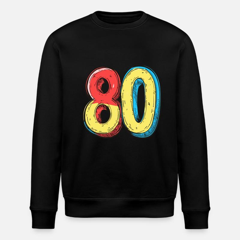 80 Zahl Bunt - Stanley/Stella Unisex Bio-Sweatshirt ROLLER - Schwarz