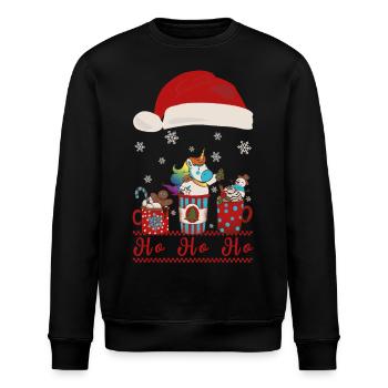 Einhorn Weihnachten Weihnachtsmütze Hohoho Kakao - Stanley/Stella Unisex Bio-Sweatshirt ROLLER - Schwarz - Vorne - Nik (191cm)