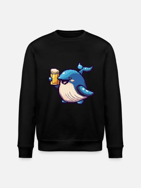 Whale Pixel Beer - Stanley/Stella ROLLER Unisex Organic Sweatshirt - black