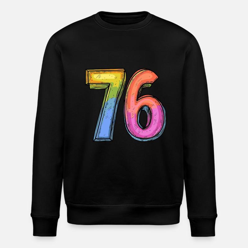 76 Zahl Bunt - Stanley/Stella Unisex Bio-Sweatshirt ROLLER - Schwarz