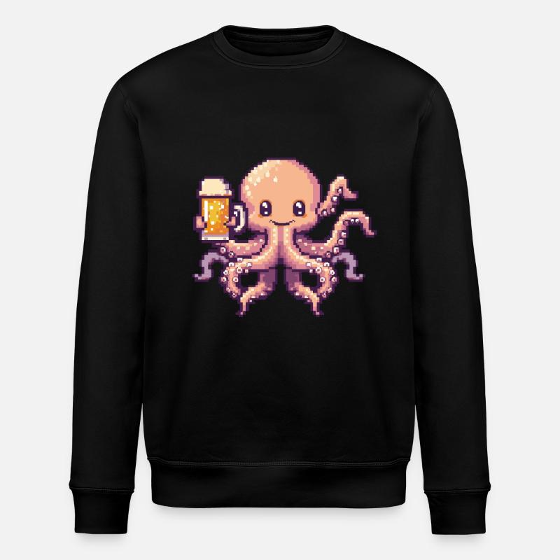 Octopus Pixel Bière - Sweat bio ROLLER Stanley/Stella Unisexe - noir