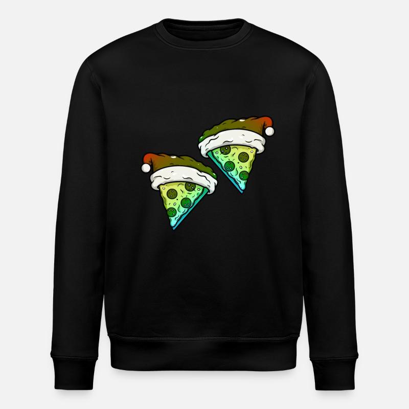 Pizza Weihnachten Comic Lustig - Stanley/Stella Unisex Bio-Sweatshirt ROLLER - Schwarz